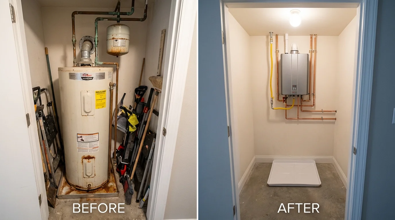 Tank water heater versus wall-mounted tankless unit comparison for Arroyo Grande, CA homeowners