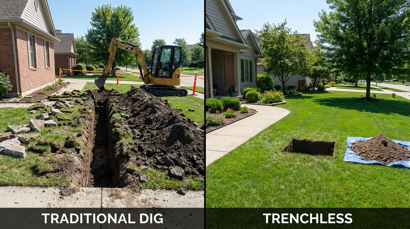 Trenchless sewer repair with minimal yard damage versus traditional excavation in Arroyo Grande, CA